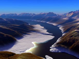 Картинка 3д графика nature landscape природа река горы
