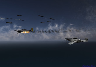 Картинка 3д графика military облака самолеты