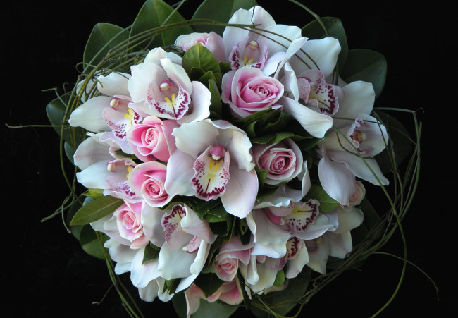 Обои картинки фото цветы, букеты, композиции, розы, орхидеи
