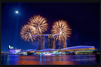 Картинка города сингапур ночь город singapore огни