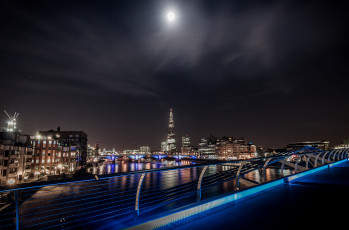 Картинка города лондон великобритания ночь луна река