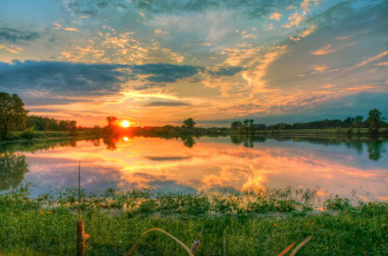 Картинка природа восходы закаты река пейзаж закат