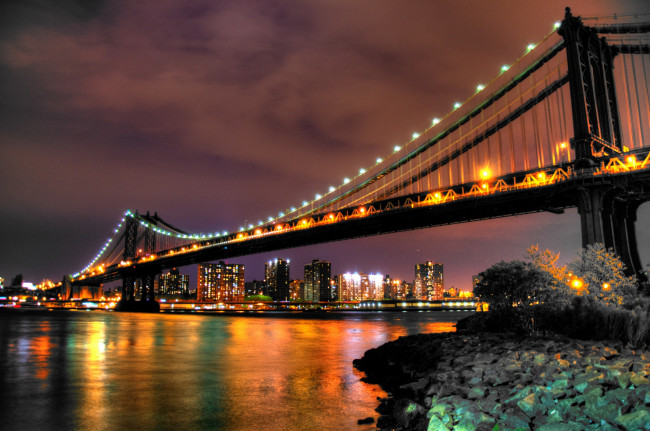 Обои картинки фото города, нью, йорк, сша, brooklyn, bridge, манхэттен