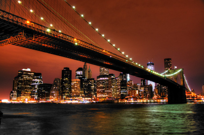 Обои картинки фото города, нью, йорк, сша, манхэттен, мост, на, бруклин