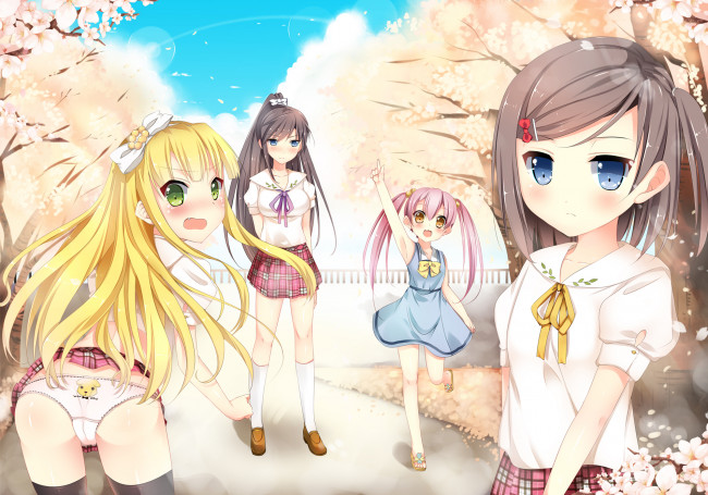 Обои картинки фото henneko, аниме, tsukiko, asuza, tsukushi, emanuela