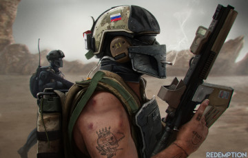Картинка фэнтези люди шлем автомат русский арт солдат война сигарета курит