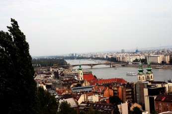 обоя города, будапешт , венгрия, здания, мост, река