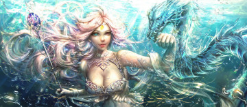 Картинка фэнтези красавицы+и+чудовища девушка фон взгляд вода
