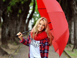 Картинка девушки luisana+lopilato блондинка красный зонт