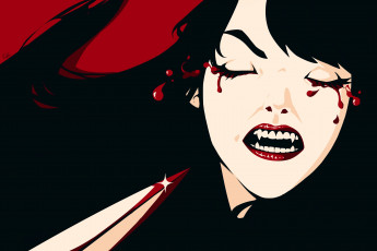 Картинка фэнтези вампиры девушка лицо вампир кровь кинжал