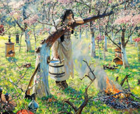 Картинка рисованное павел+рыженко священник сад ведро