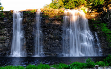 Картинка водопад природа водопады пейзаж деревья водоём скалы
