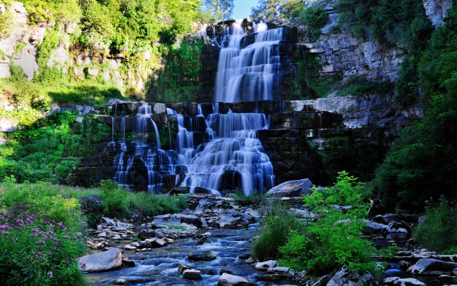 Обои картинки фото водопад, природа, водопады, скалы, камни, река, пейзаж