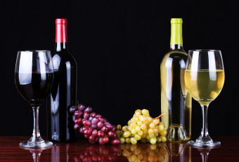 Картинка еда напитки +вино виноград бокалы бутылки вино