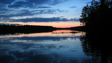 Картинка природа реки озера озеро облака небо рассвет деревья