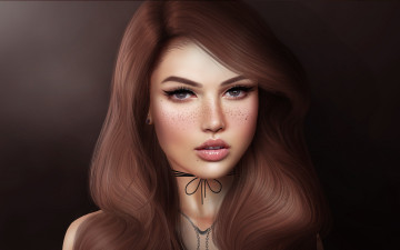 Картинка 3д+графика портрет+ portraits взгляд глаза фон лицо девушка губы