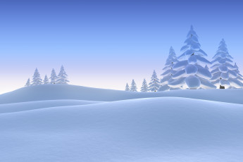 Картинка векторная+графика природа+ nature деревья снег зима сугробы рендеринг ель