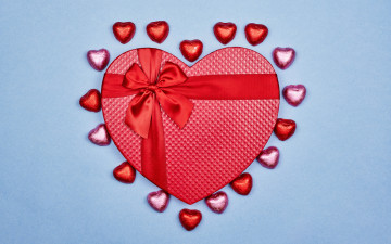 обоя праздничные, день святого валентина,  сердечки,  любовь, коробка, сердечки, конфеты