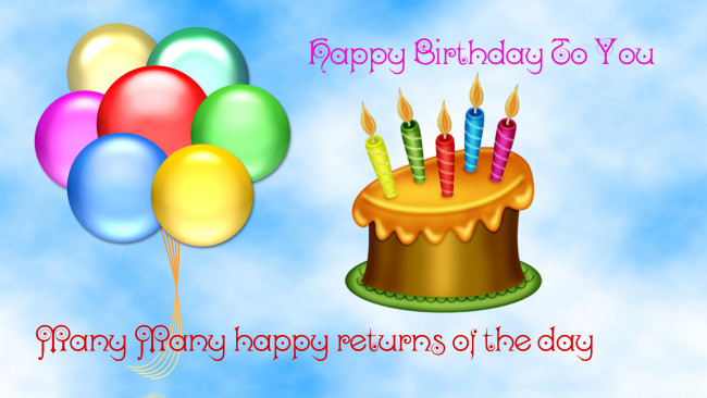 Обои картинки фото праздничные, день рождения, шарики, торт, свечи
