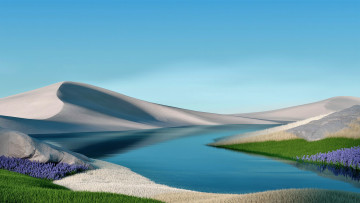 Картинка разное компьютерный+дизайн дюны озеро цветы трава