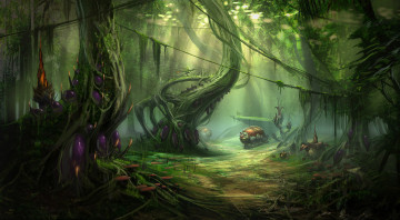 Картинка фэнтези иные миры времена лианы джунгли