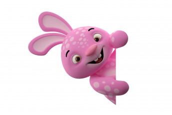 Картинка векторная+графика животные funny character monster cute smile pink rabbit