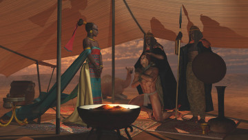 Картинка 3д+графика фантазия+ fantasy верблюд девушка мужчины