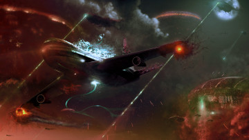 Картинка фэнтези транспортные+средства инопланетяне атака нападение самолет пассажирский