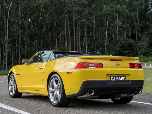 Обои картинки фото автомобили, camaro, convertible, 2013г, chevrolet, желтый, ss