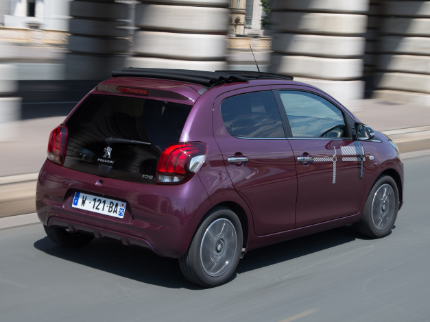 Обои картинки фото автомобили, peugeot, 5-door, top, 108, вишневый, 2014г