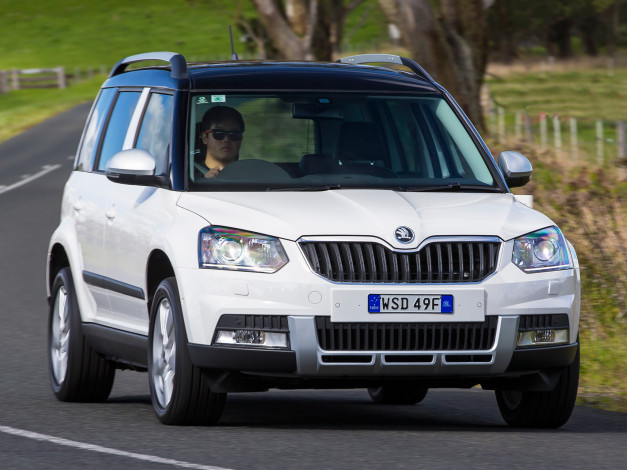 Обои картинки фото автомобили, skoda, э, yeti, светлый, 2014г, au-spec, outdoor