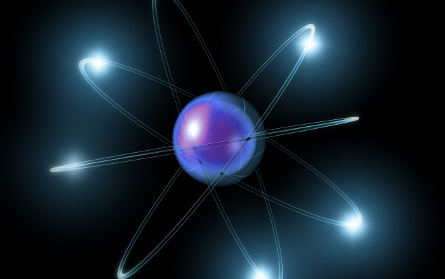 Обои картинки фото 3д графика, абстракция , abstract, электрон, атом, свет, орбита