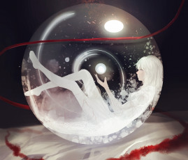 Картинка аниме unknown +другое кровь девушка пузырь шар лента арт блики