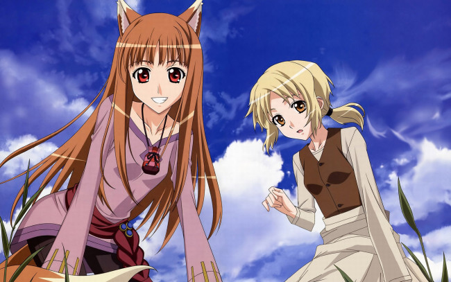 Обои картинки фото аниме, spice and wolf, nora, ardent, девушки, horo, spice, and, wolf