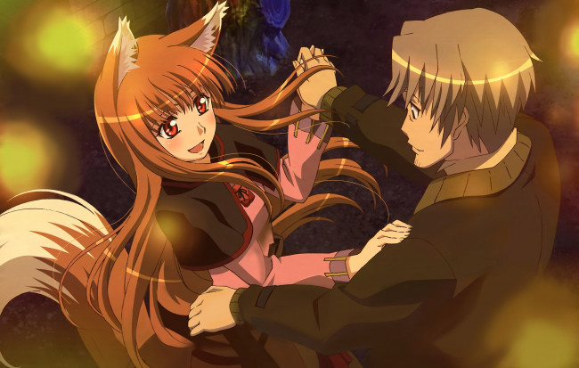 Обои картинки фото аниме, spice and wolf, парень, craft, lawrence, spice, and, wolf, девушка