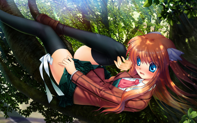 Обои картинки фото rewrite, аниме, взгляд, девушка, фон