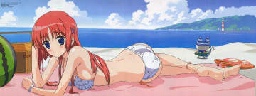 Картинка аниме da+capo девушка купальник пляж море арбуз