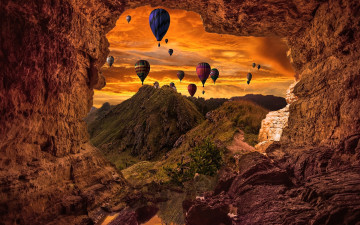 обоя авиация, воздушные шары, шары, воздушные, пещера