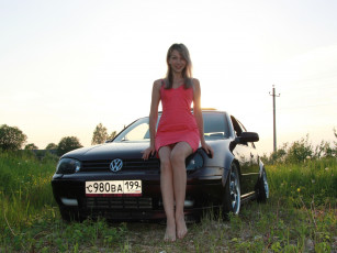 обоя автомобили, -авто с девушками, volkswagen, golf