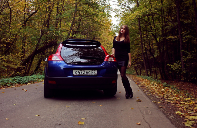 Обои картинки фото автомобили, -авто с девушками, volvo, c30