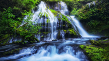 обоя panther creek falls, columbia river gorge, washington, природа, водопады, panther, creek, falls, columbia, river, gorge