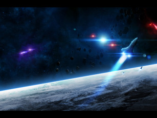 Картинка космос арт поверхность планеты метеориты