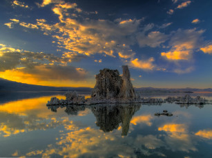 Картинка природа реки озера отражение отсвет облака остров озеро