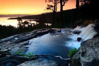 Картинка природа реки озера озеро водопад закат