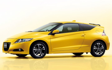 обоя автомобили, honda, cr-z, black, label, хонда, цр-з, хетчбек, желтый, передок, фон