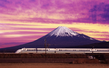 Картинка фудзияма техника поезда скоростной поезд фудзи Япония