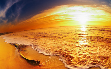 Картинка природа восходы закаты море пена закат волны пляж