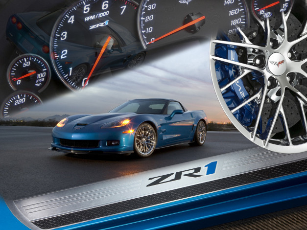 Обои картинки фото chevrolet, corvette, zl1, автомобили, спидометр, синий