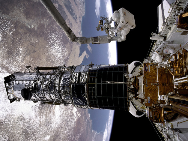 Обои картинки фото космос, космические, корабли, станции, космонавт, скафандр, полет, земля