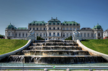 обоя belvedere, palace, vienna, austria, города, вена, австрия, скульптуры, фонтан, бельведер, дворец